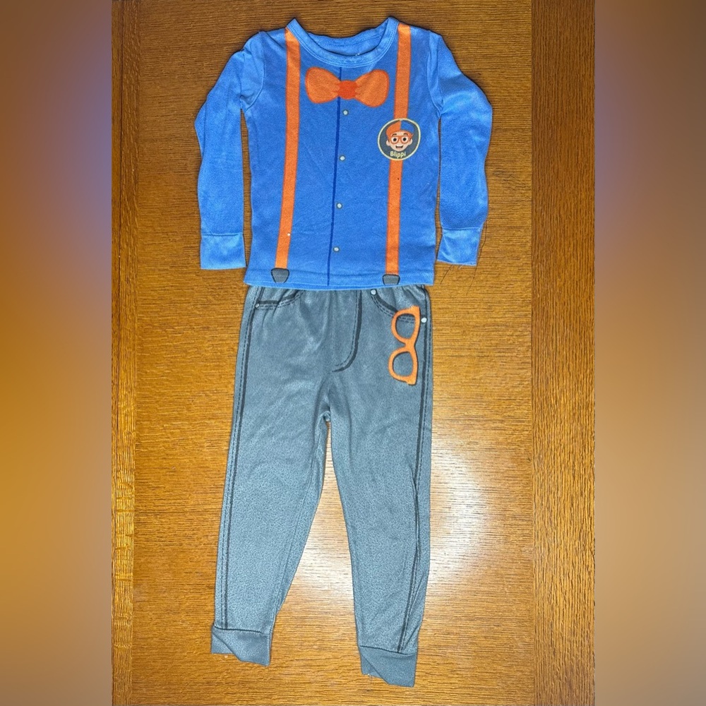Blippi Blue and Gray Kids Pajamas Top & Bottom with Orange Accents